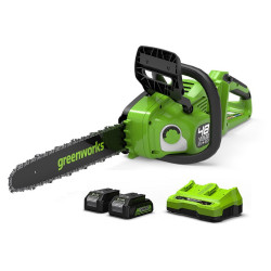 2x24 V pilarka łańcuchowa Greenworks 36 cm GD24X2CS36K4X zestaw z ładowarką i 2x aku 4.0 Ah